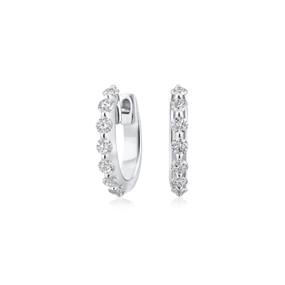 18ct White Gold Diamond Set Hoop Earrings