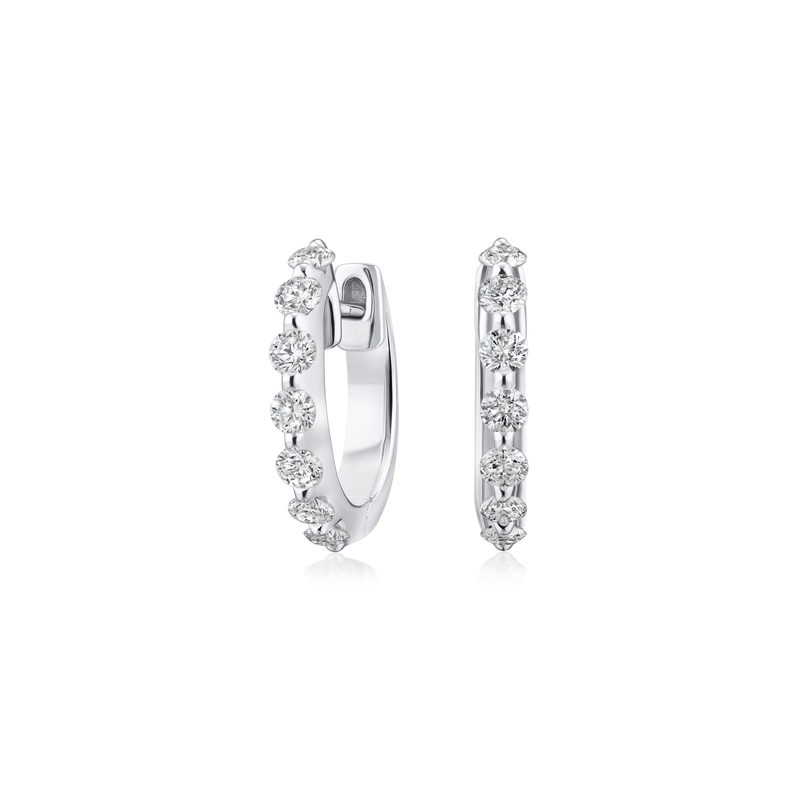 18ct White Gold Diamond Set Hoop Earrings