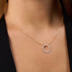 Diamond 18ct Yellow Gold Circle Pendant