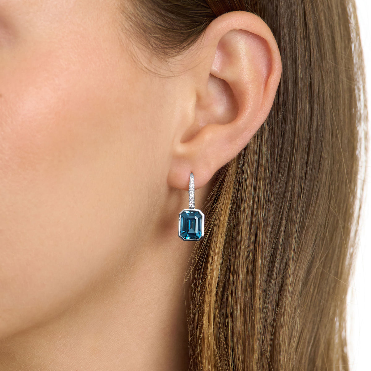 Topaz and Diamond Drop Earrings