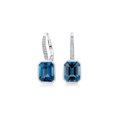 Topaz and Diamond Drop Earrings