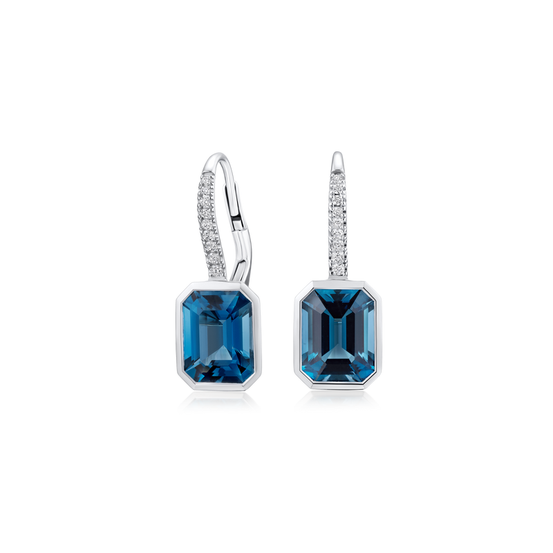 Topaz and Diamond Drop Earrings
