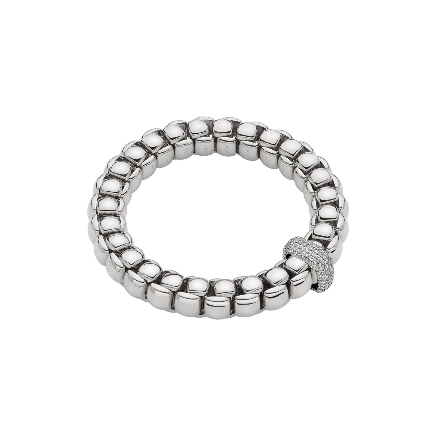 Luna Flex'it 18ct White Gold Bracelet With A Grain Set Diamond Rondel