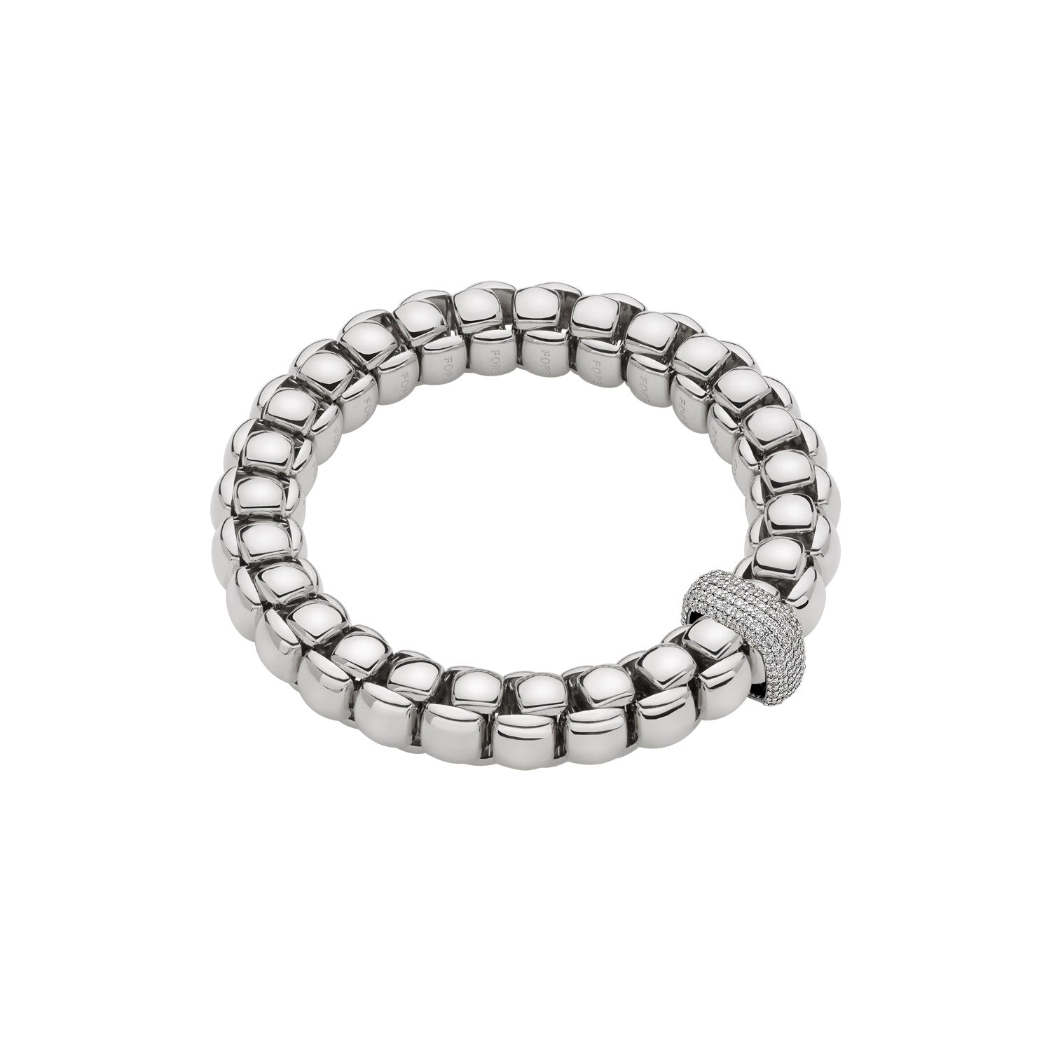 Luna Flex'it 18ct White Gold Bracelet With A Grain Set Diamond Rondel