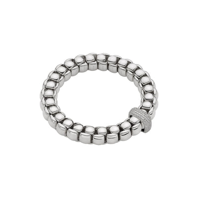 Luna Flex'it 18ct White Gold Bracelet With A Grain Set Diamond Rondel