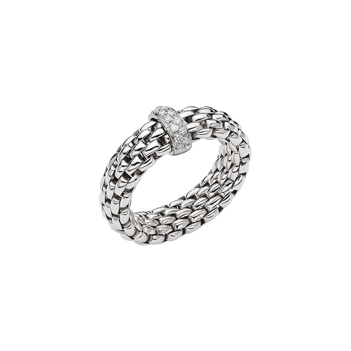 Vendome Flex'it 18ct White Gold Ring With A Diamond Set Rondel