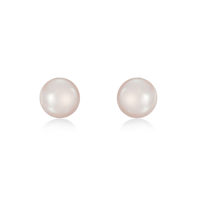 7.5-8mm Yellow Gold Pearl Stud Earrings