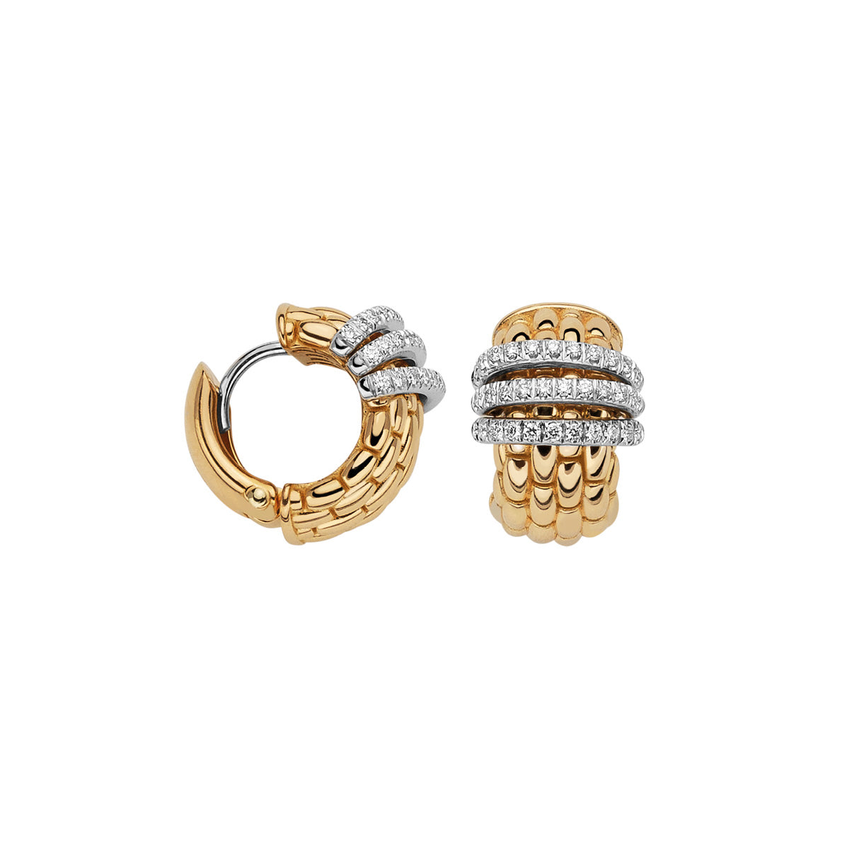 Panorama 18ct Yellow Gold Hoop Earrings With Pavé Diamonds