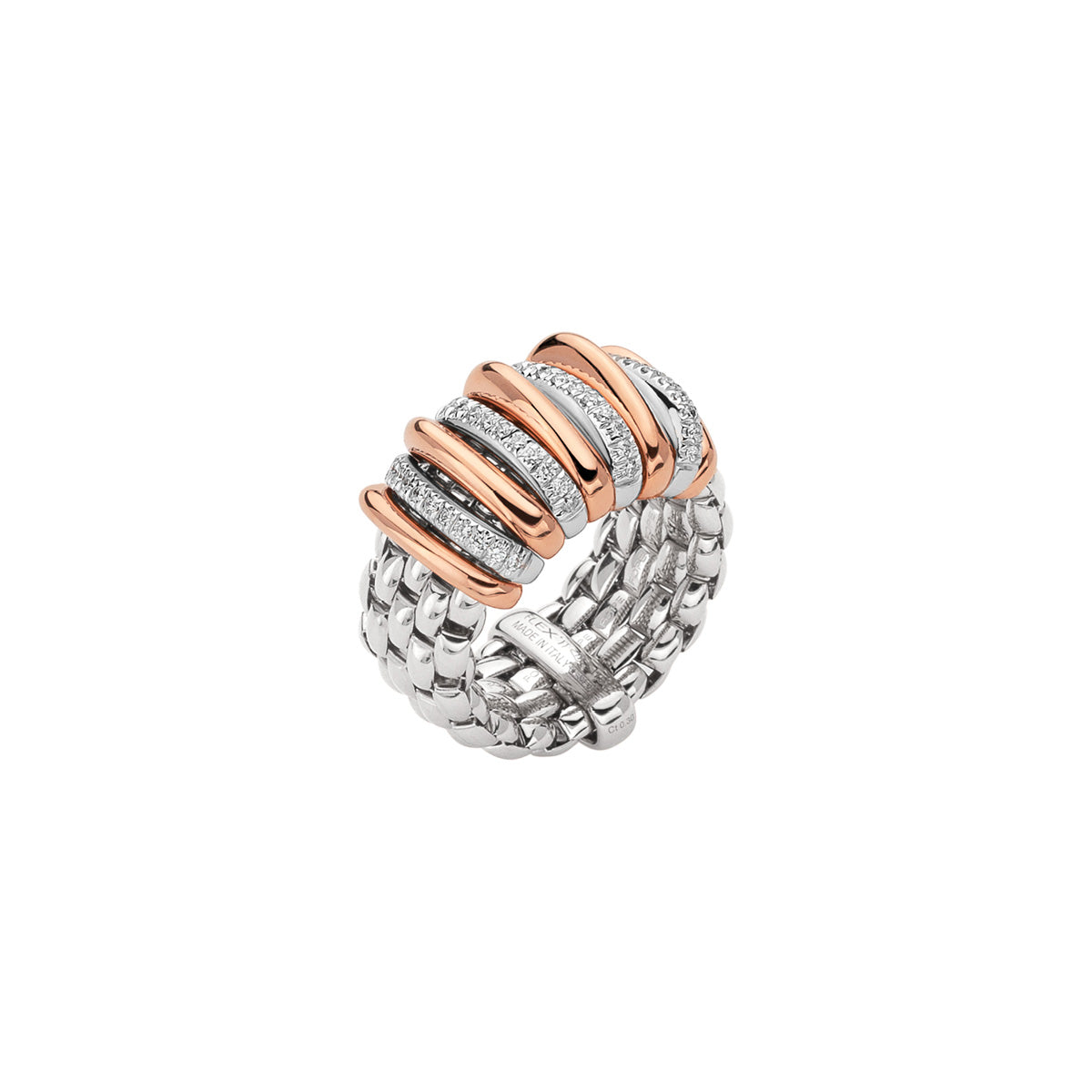 Panorama Flex'it 18ct White Gold Ring With Diamond Set Rondels