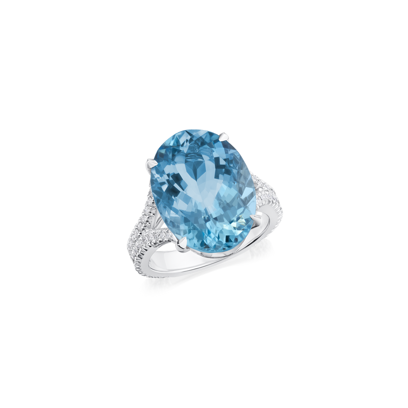 9.18ct Aquamarine and Diamond Dress Ring