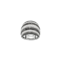 Mialuce 18ct White Gold Ring With White and Black Diamonds