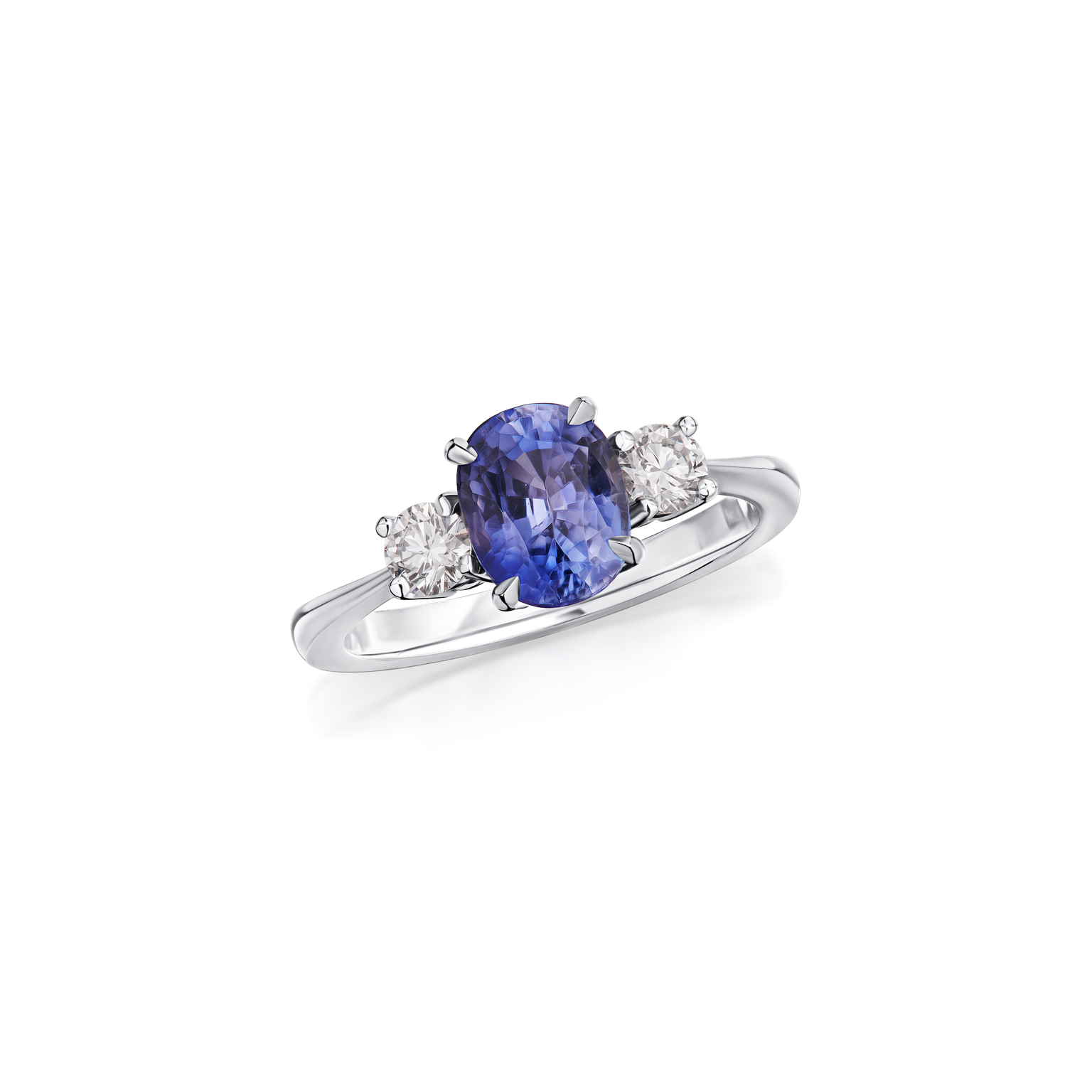 1.77cts Sapphire and Diamond Three Stone Ring