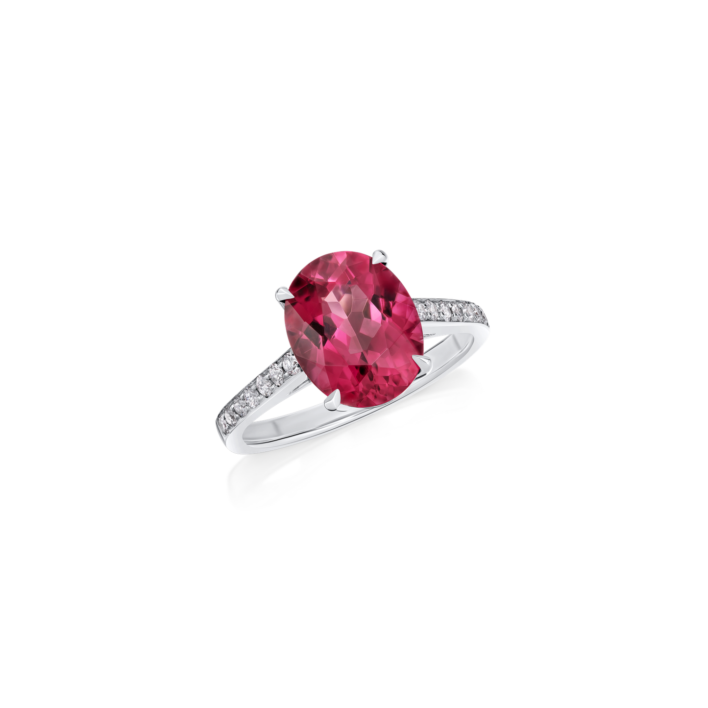 2.62cts Pink Tourmaline Ring With Diamond-Set Shoulders