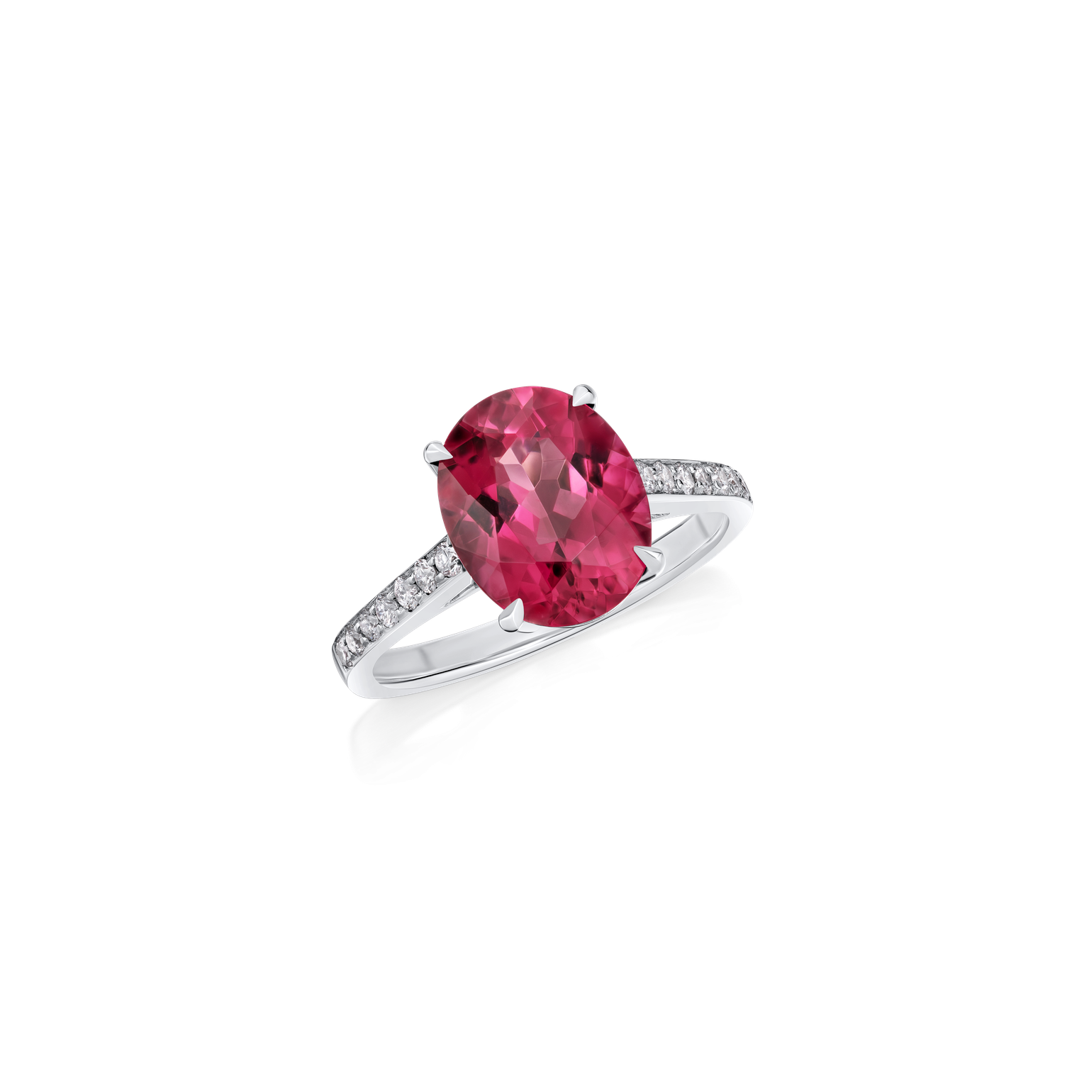 2.62cts Pink Tourmaline Ring With Diamond-Set Shoulders