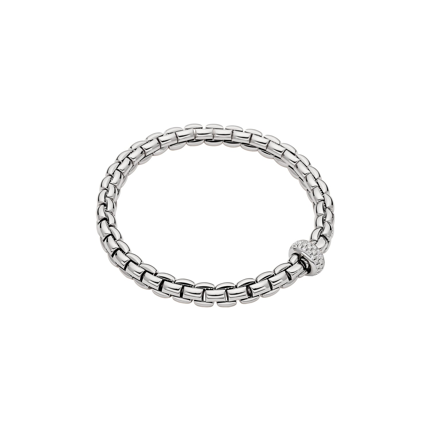 Eka Flex'it 18ct White Gold Bracelet With A Diamond Set Rondel