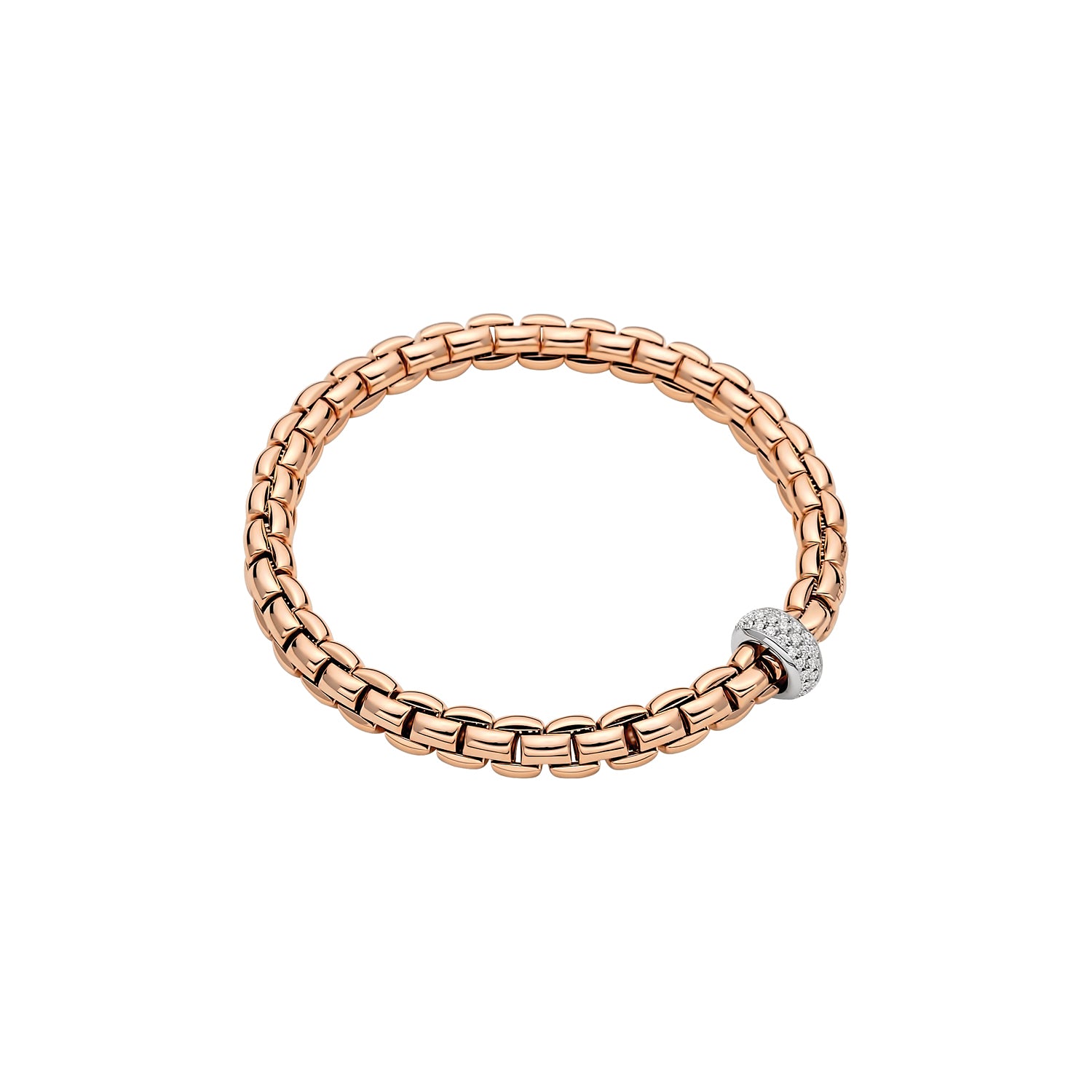 Eka Flex'it 18ct Rose Gold Bracelet With A Grain Set Diamond Rondel
