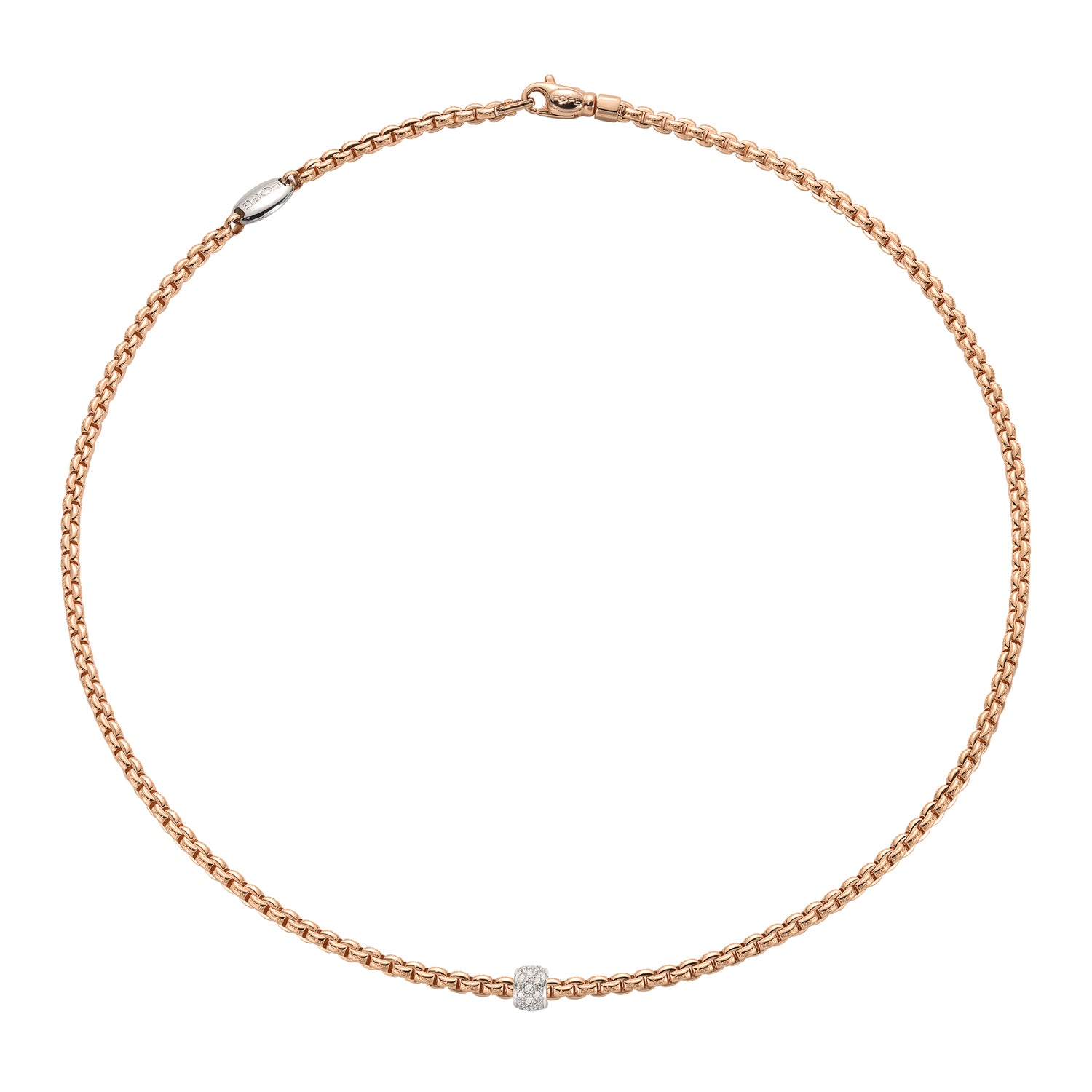 Eka 18ct Rose Gold Necklace With Diamond Set Rondel
