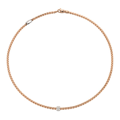 Eka 18ct Rose Gold Necklace With Diamond Set Rondel