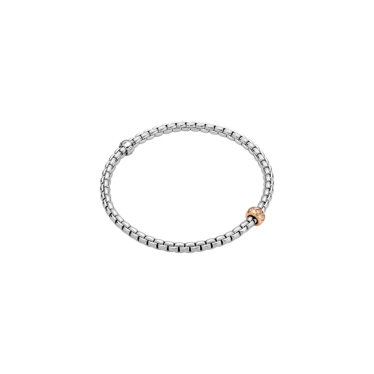 Eka Flex'it 18ct White Gold Bracelet With A Diamond Set Rondel