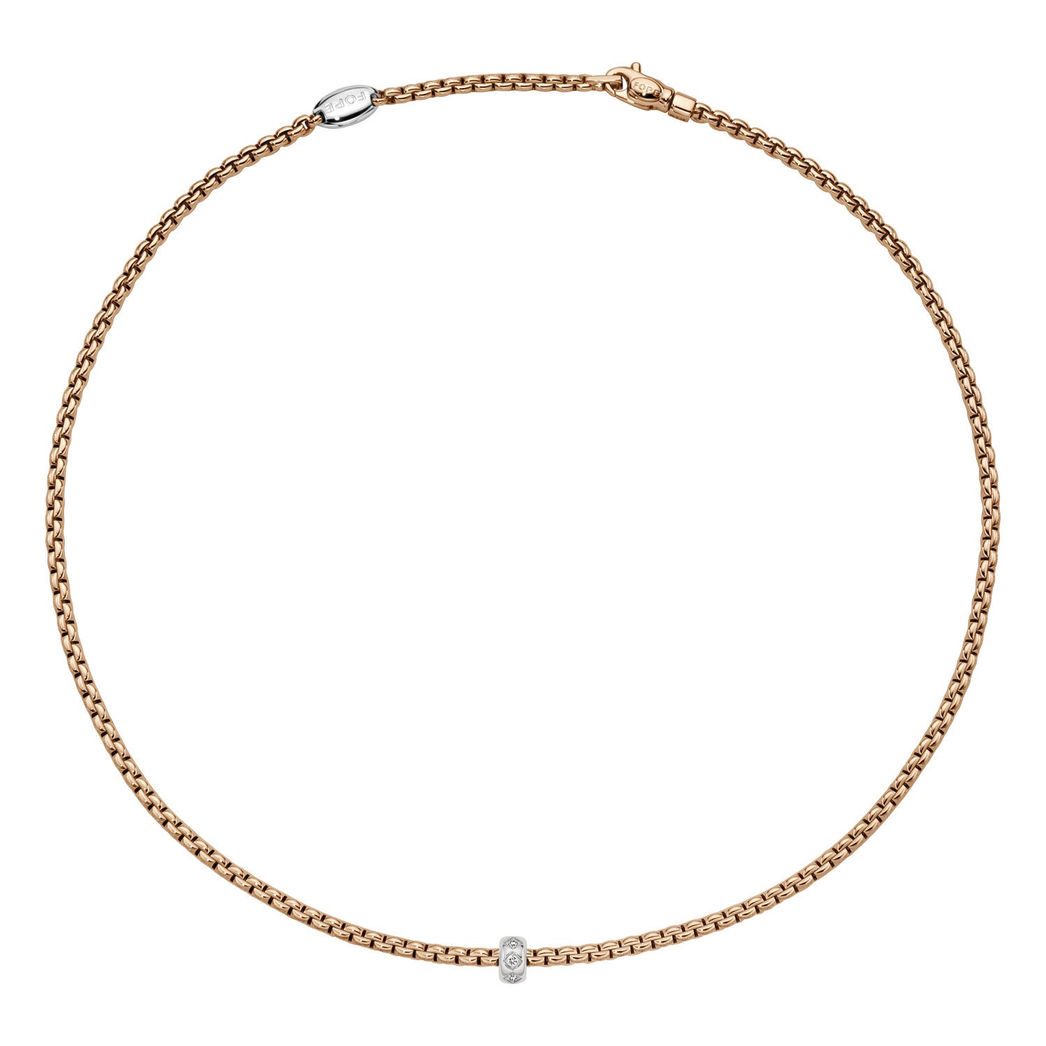 Eka 18ct Rose Gold Necklace With A Diamond Set Rondel
