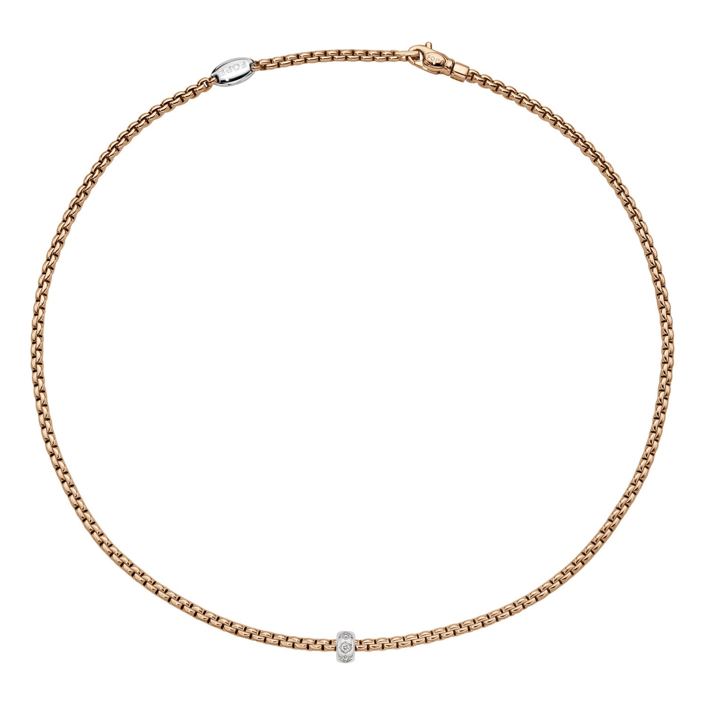 Eka 18ct Rose Gold Necklace With A Diamond Set Rondel