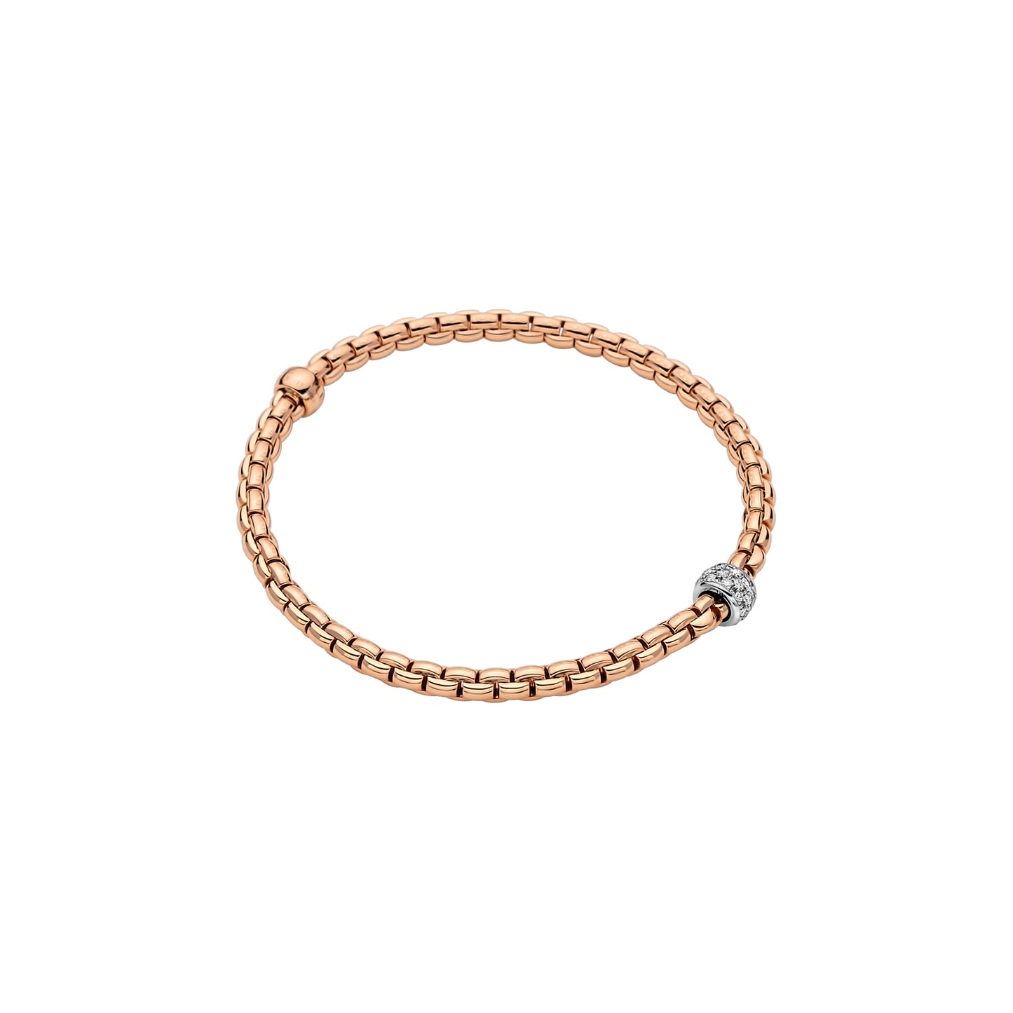 Eka Flex'It 18ct Rose Gold Bracelet With A Pavé Diamond Rondel