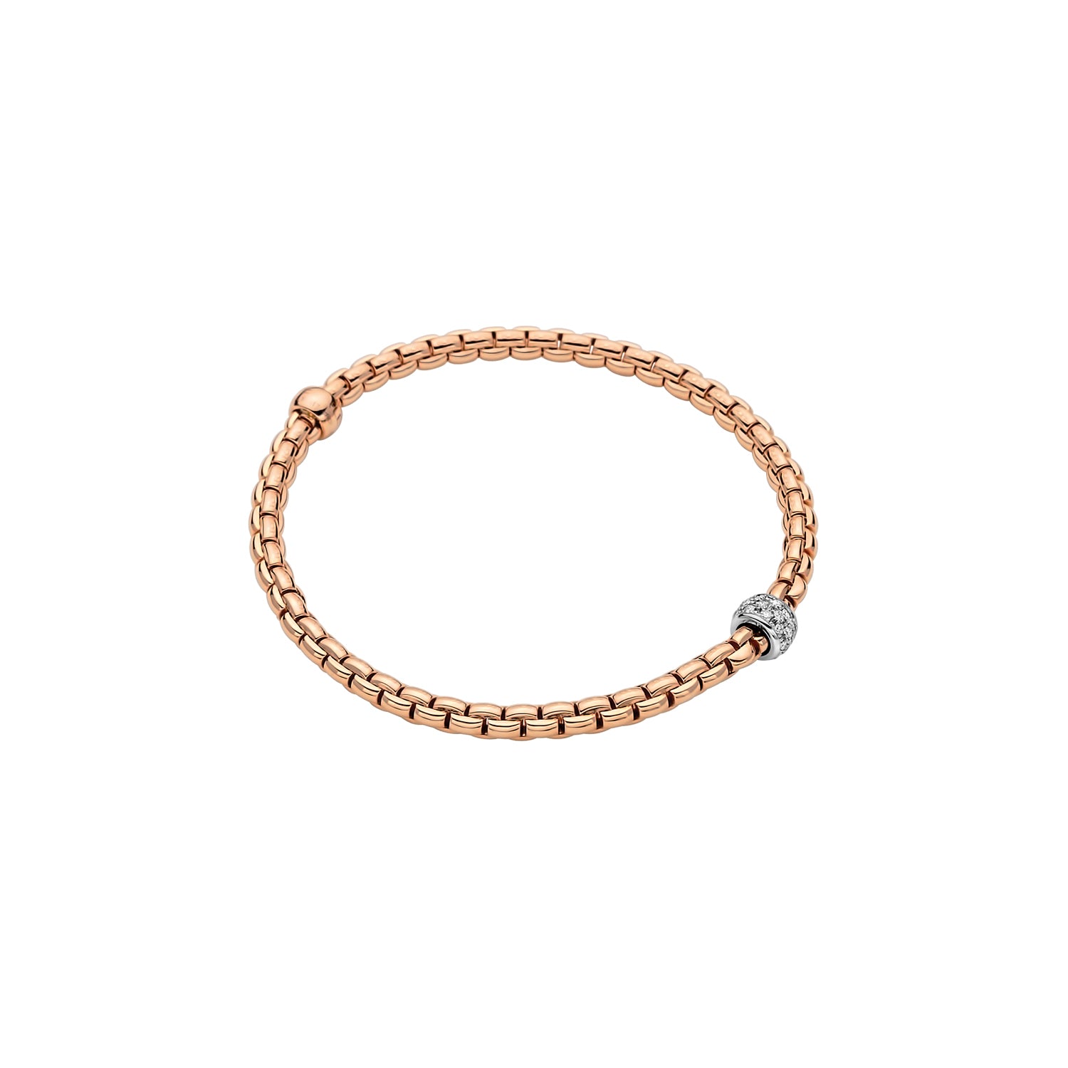 Eka Flex'It 18ct Rose Gold Bracelet With A Pavé Diamond Rondel