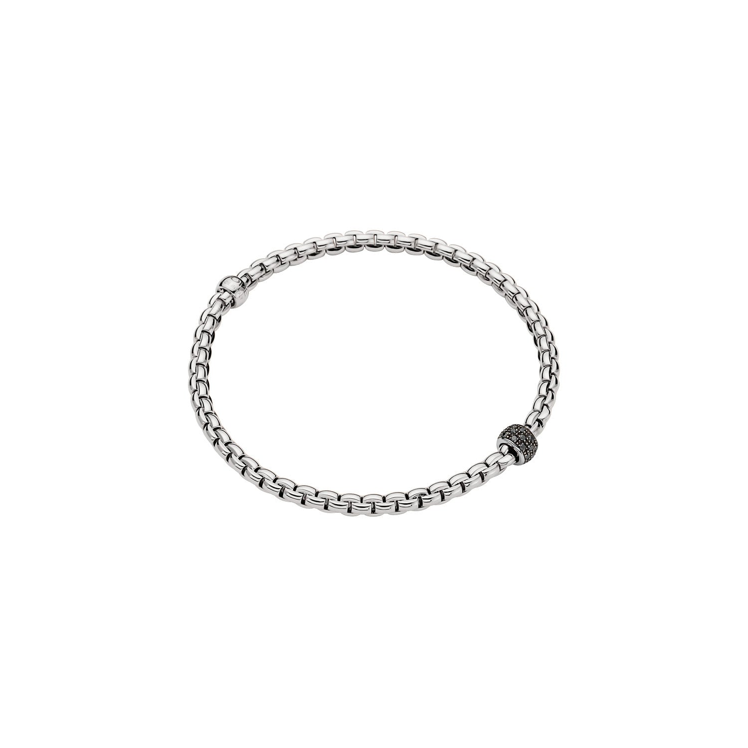 Eka 18ct White Gold Bracelet With A Pavé Set Black Diamond Rondel