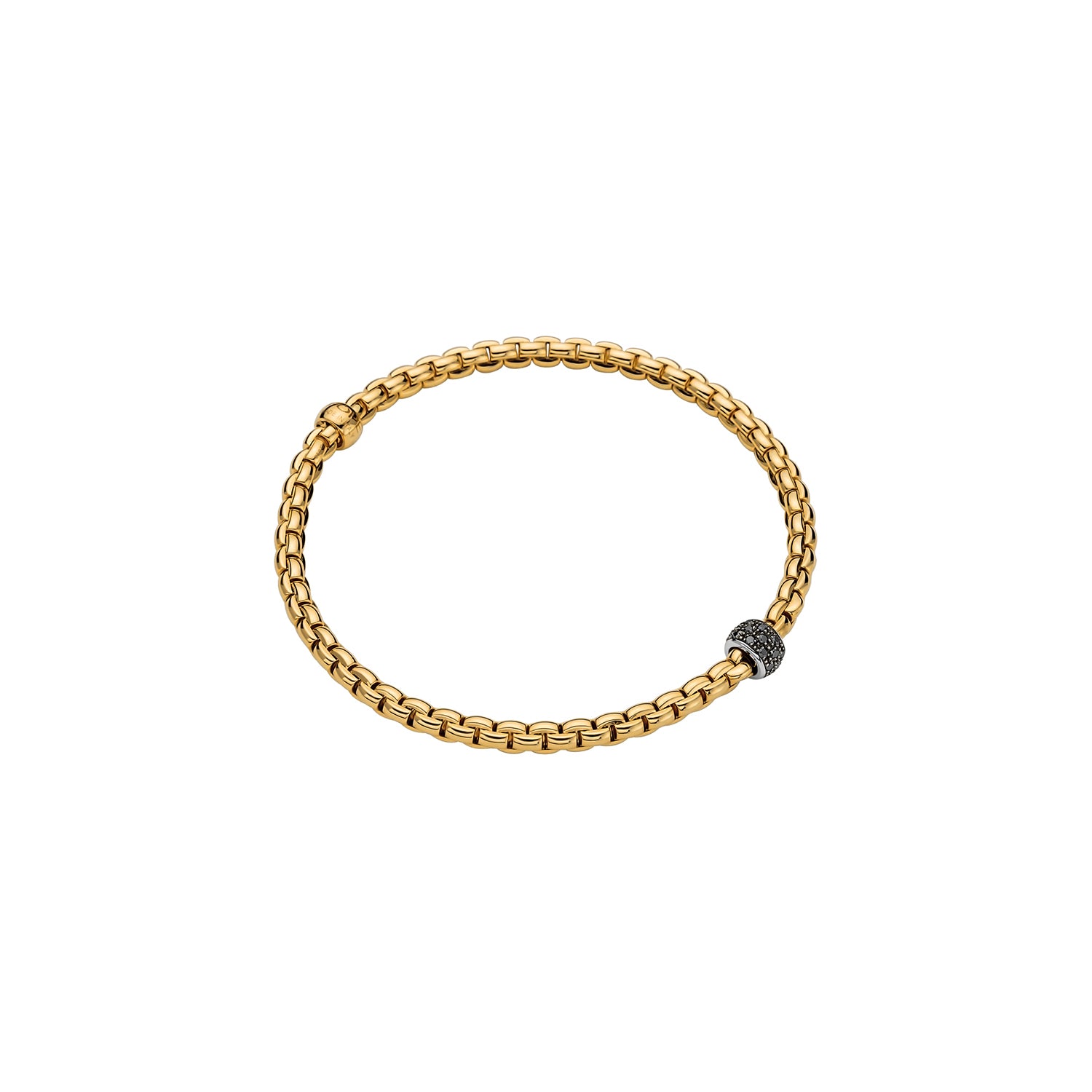 Eka Flex'it 18ct Yellow Gold With A Pavé Set Black Diamond Rondel