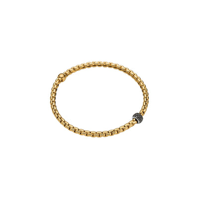 Eka Flex'it 18ct Yellow Gold With A Pavé Set Black Diamond Rondel