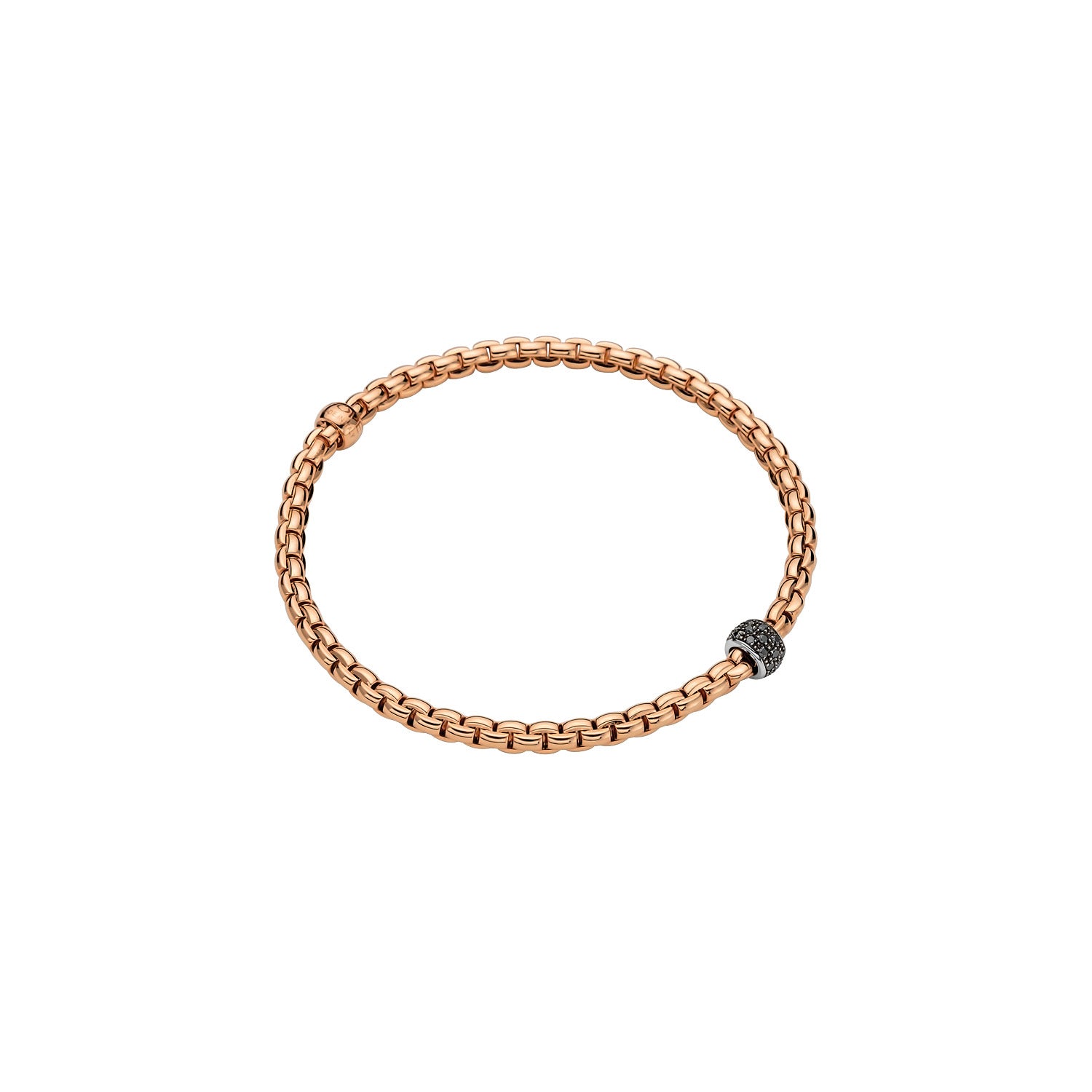 Eka Flex'it 18ct Rose Gold Bracelet With A Pavé Set Black Diamond Rondel