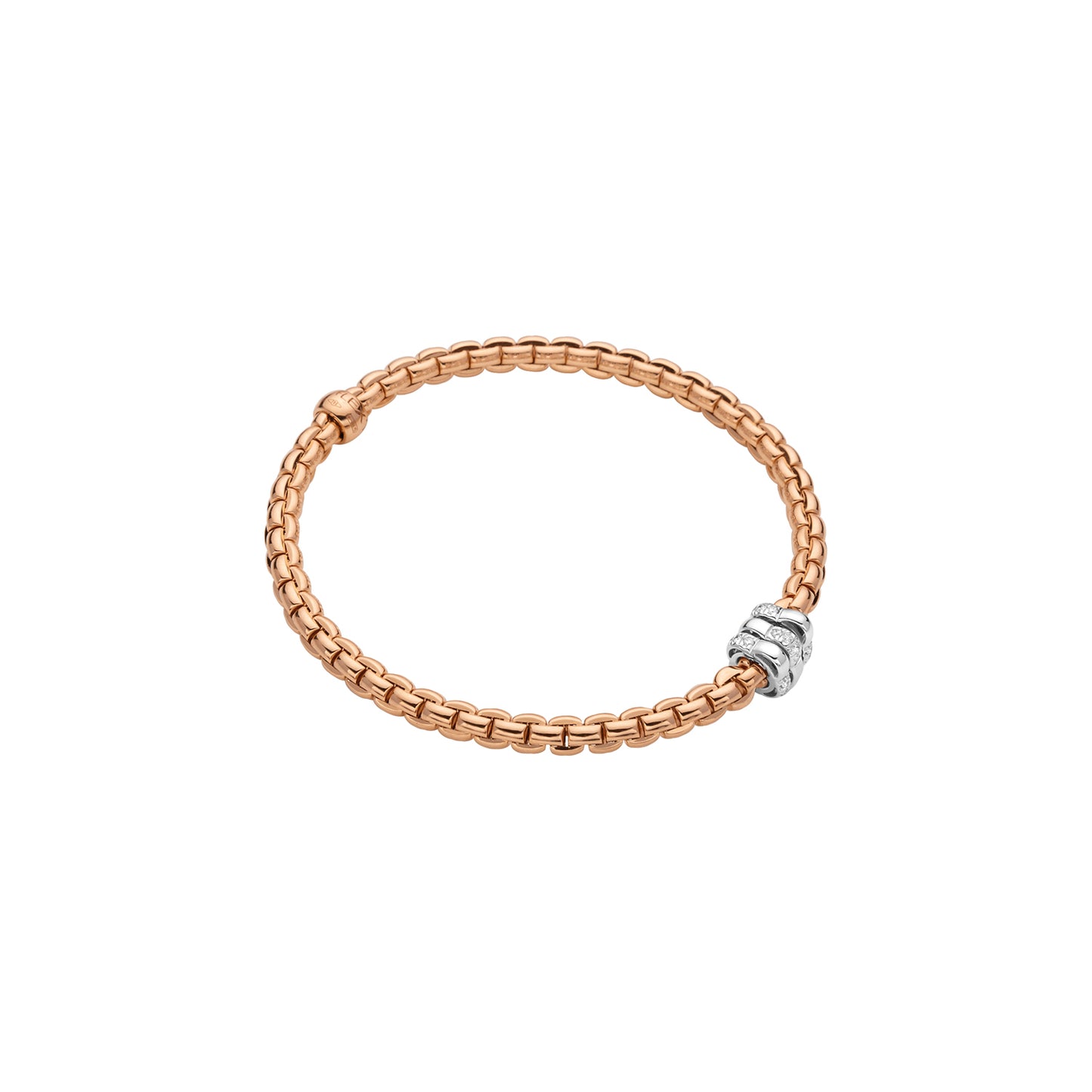 Eka Flex'it 18ct Rose Gold Bracelet With Three Pavé Diamond Rondels