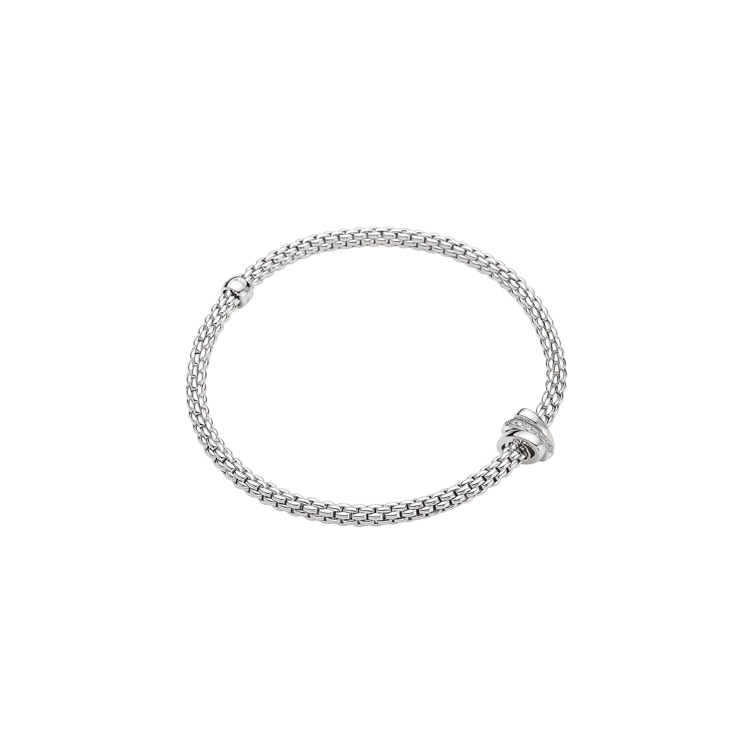 Prima Flex'It 18ct White Gold Bracelet With A Grain Set Diamond Rondel