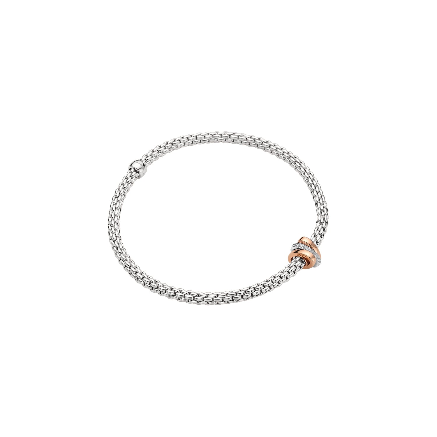 Prima Flex'it 18ct White Gold Bracelet With A Diamond Set Rondel