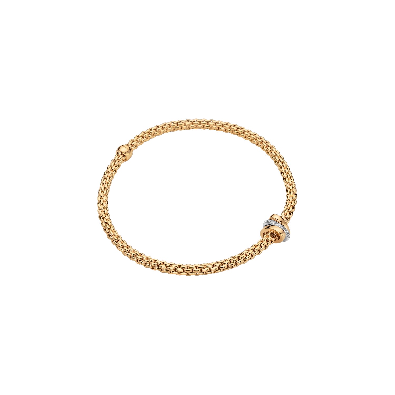 Prima Flex'it 18ct Yellow Gold Bracelet With A Diamond Set Rondel