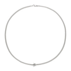 Prima Flex'it 18ct White Gold Necklace With A Grain Set Diamond Set Rondel