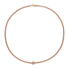 Prima 18ct Rose Gold Necklace With A Grain Set Diamond Set Rondel