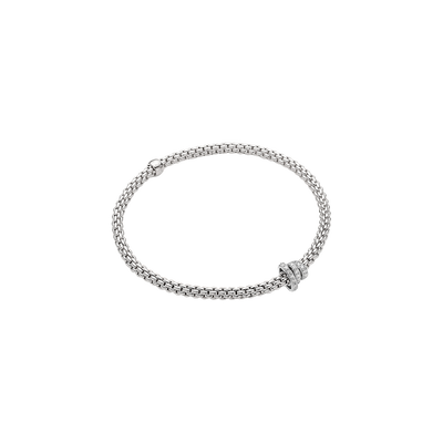 Prima Flex'It 18ct White Gold Bracelet With Three Pavé Diamond Rondels