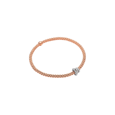 Prima Flex'It 18ct Rose Gold Bracelet With Three Pavé Diamond Rondels