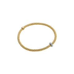 Prima Flex'it 18ct Yellow Gold Bracelet With A Diamond Set Rondel