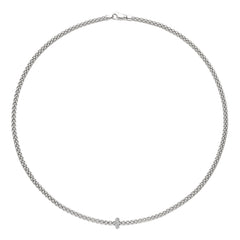 Prima Flex'it 18ct White Gold Necklace With A Grain Set Diamond Rondel