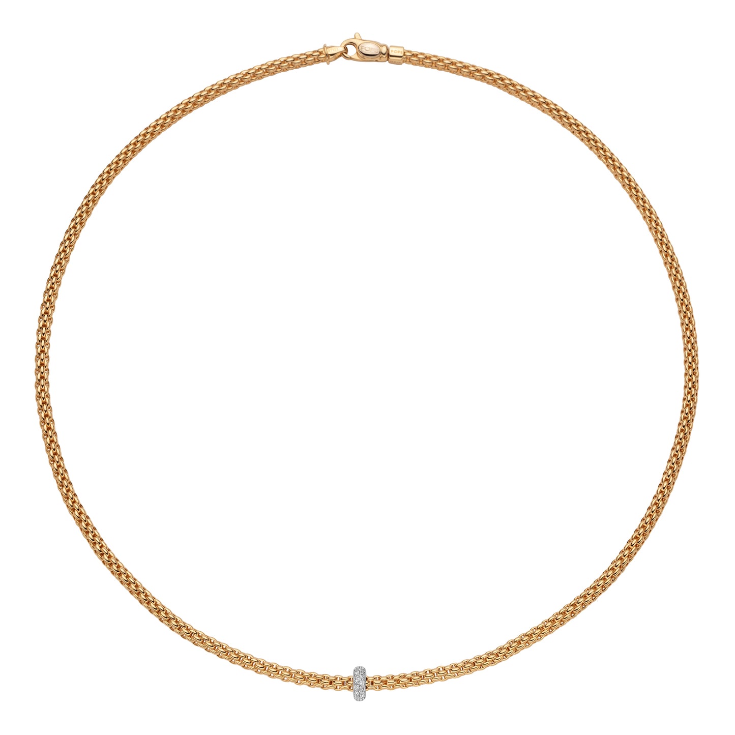 Prima Flex'it 18ct Yellow Gold Necklace With A Grain Set Diamond Rondel