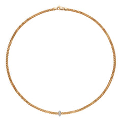 Prima Flex'it 18ct Yellow Gold Necklace With A Grain Set Diamond Rondel