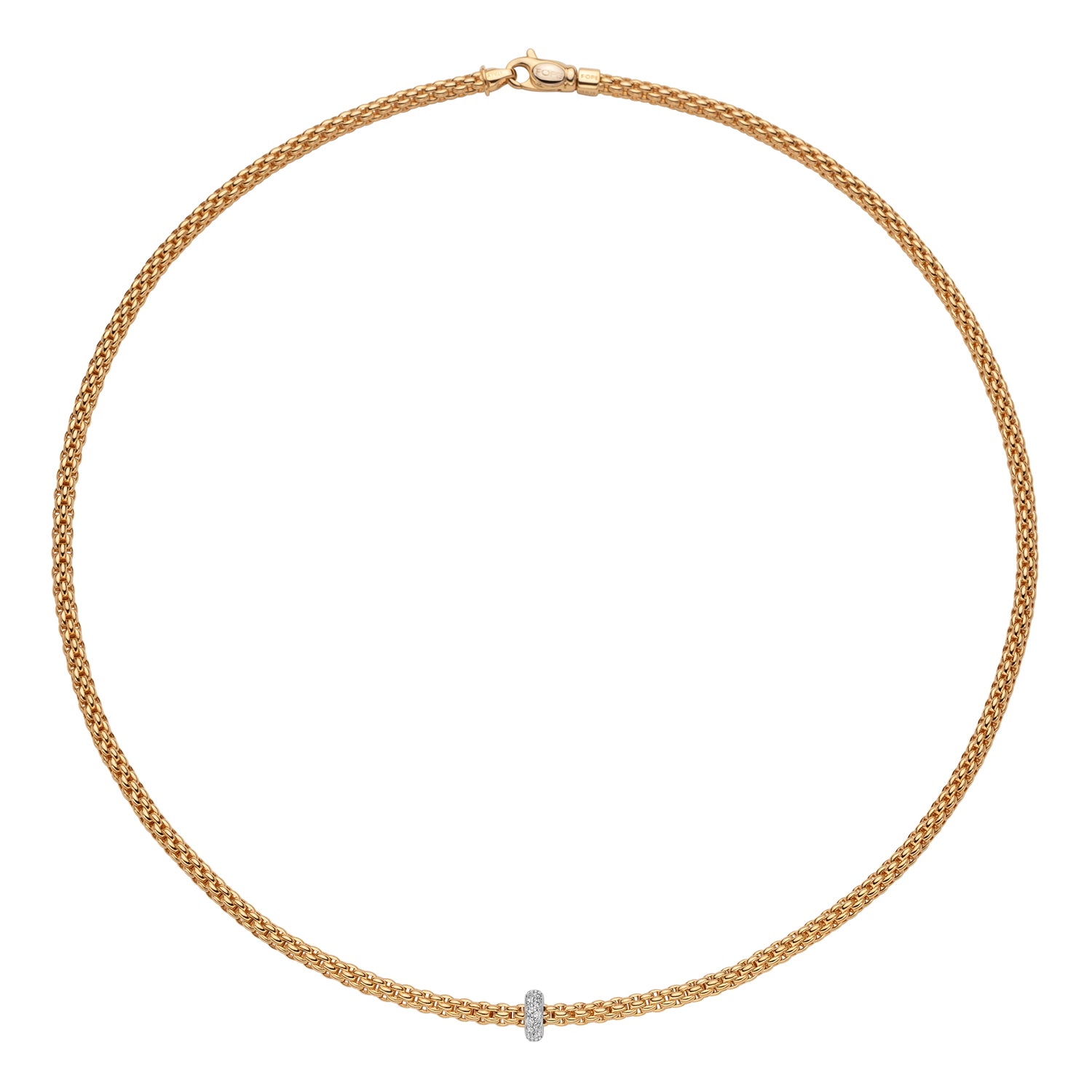 Prima Flex'it 18ct Yellow Gold Necklace With A Grain Set Diamond Rondel