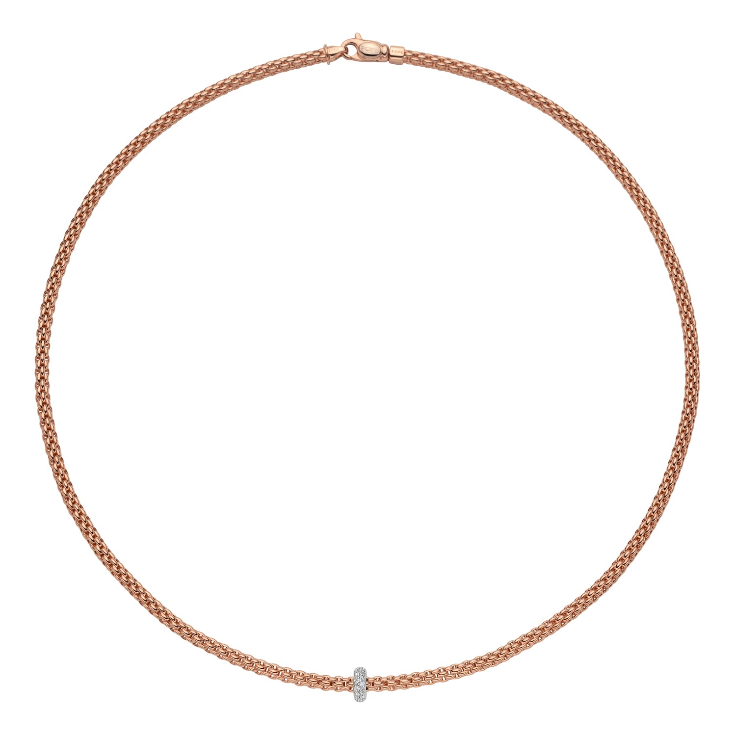 Prima Flex'it 18ct Rose Gold Necklace With A Grain Set Diamond Rondel