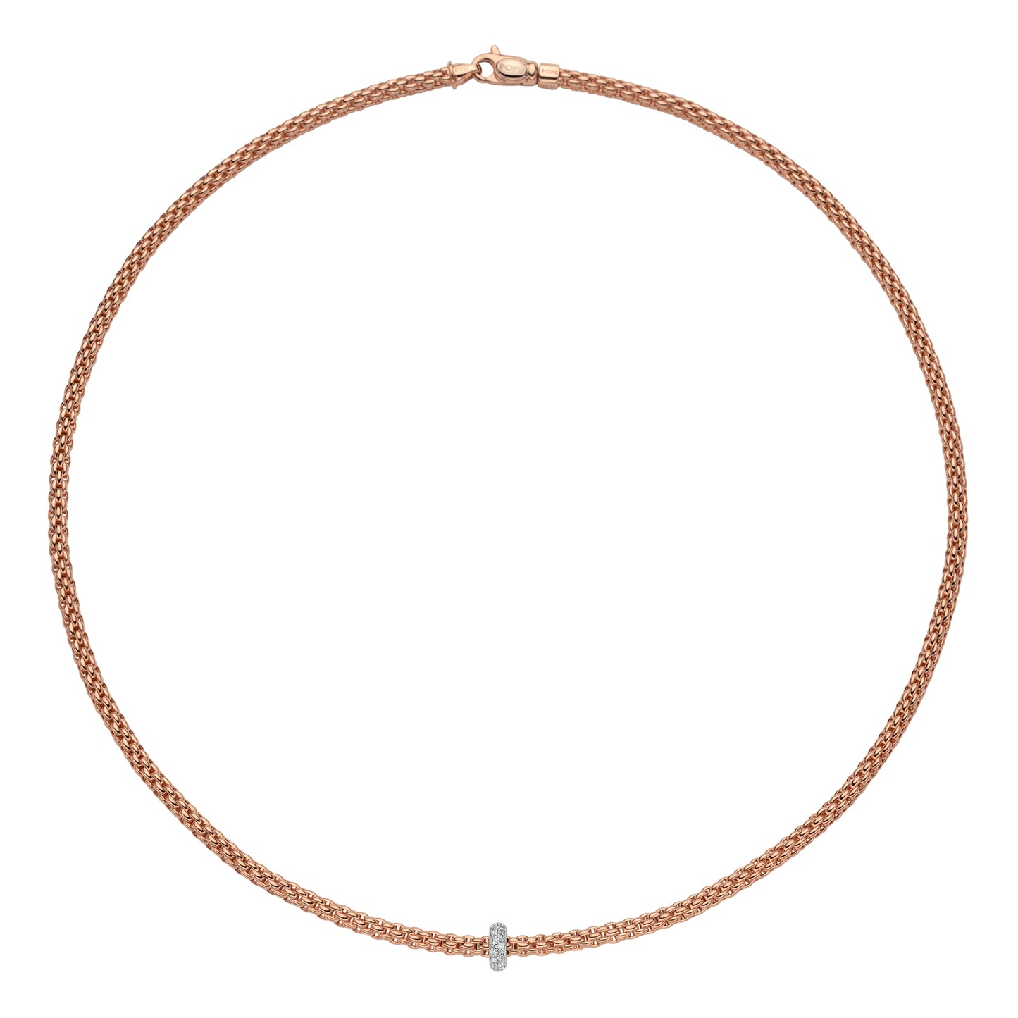 Prima Flex'it 18ct Rose Gold Necklace With A Grain Set Diamond Rondel