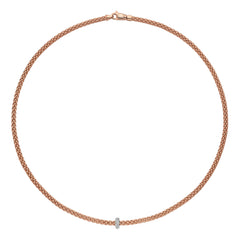 Prima Flex'it 18ct Rose Gold Necklace With A Grain Set Diamond Rondel