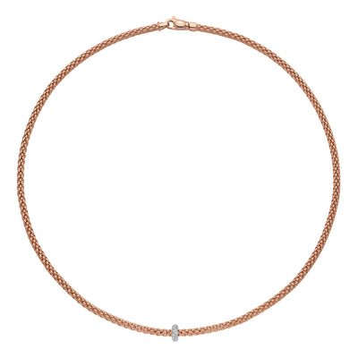 Prima Flex'it 18ct Rose Gold Necklace With A Grain Set Diamond Rondel