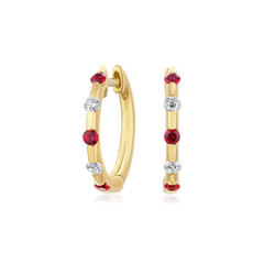 Ruby and Diamond Set Hoop Earrings