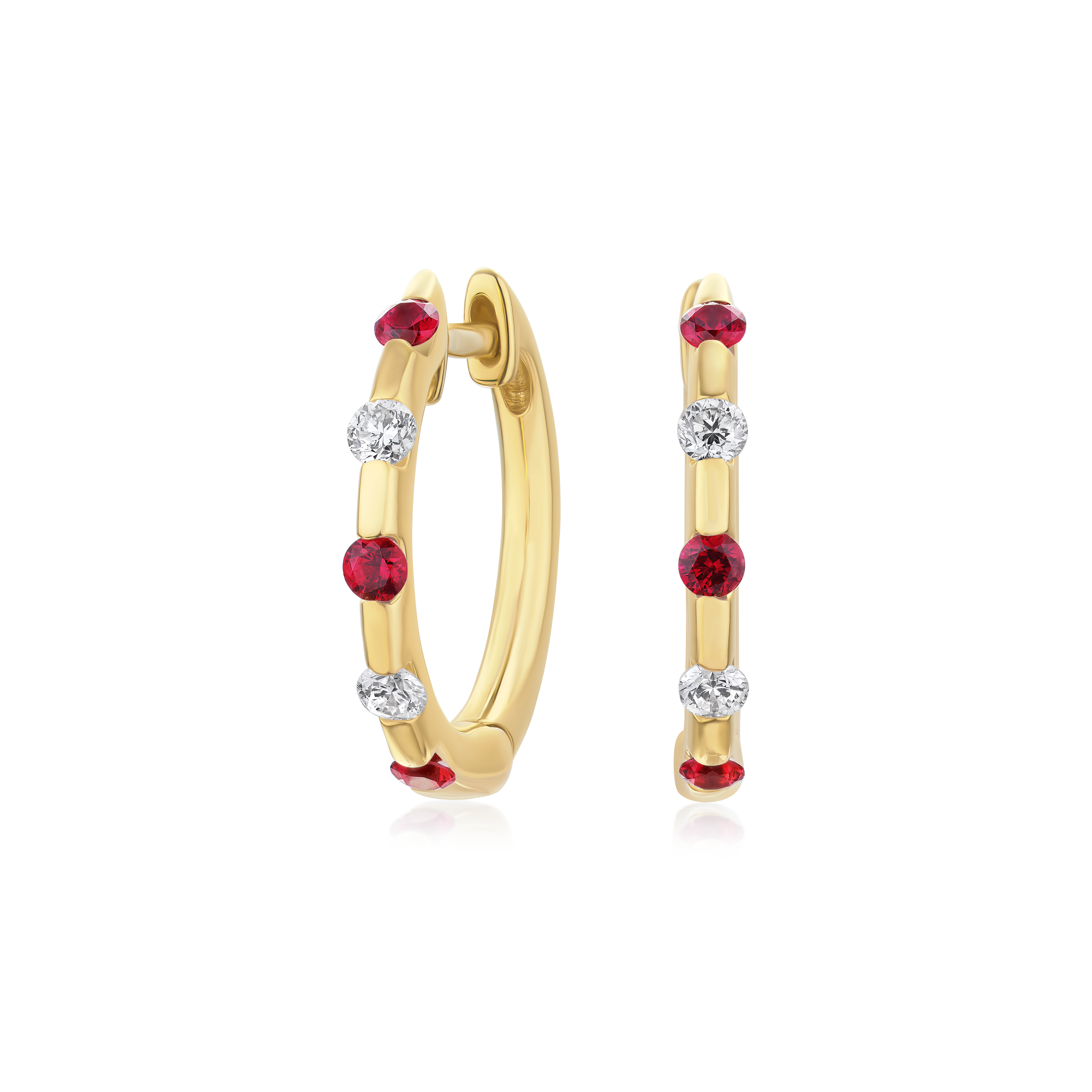 Ruby and Diamond Set Hoop Earrings